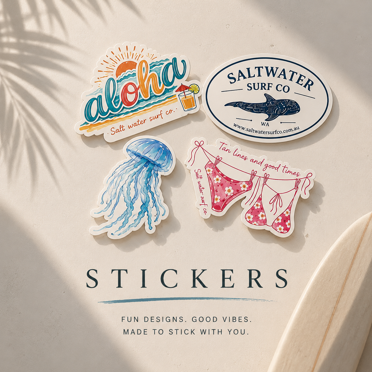 Surf & Coastal Stickers | Lifestyle Accessories – Salt water surf co
