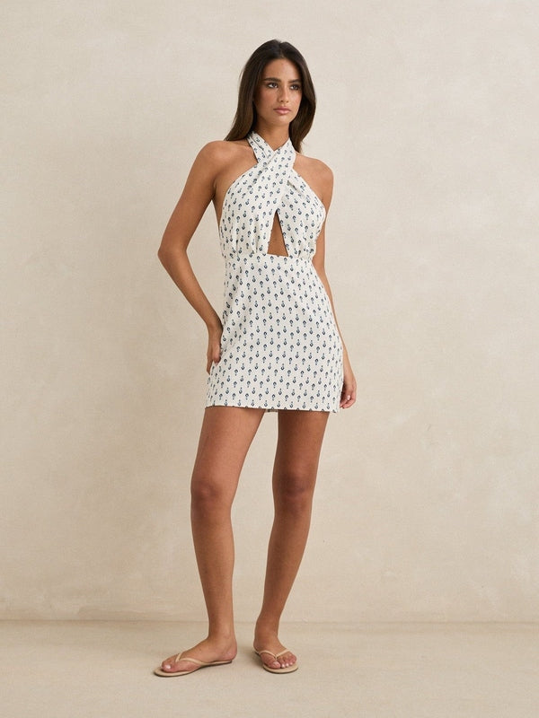 RHYTHM SEACLIFF HALTER MINI DRESS
