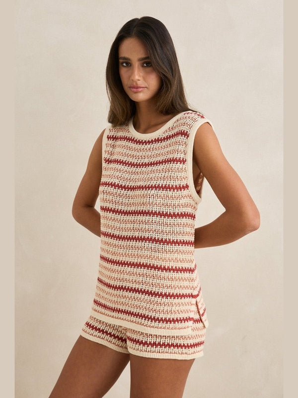 RHYTHM TAMI STRIPE KNIT LONGLINE TANK