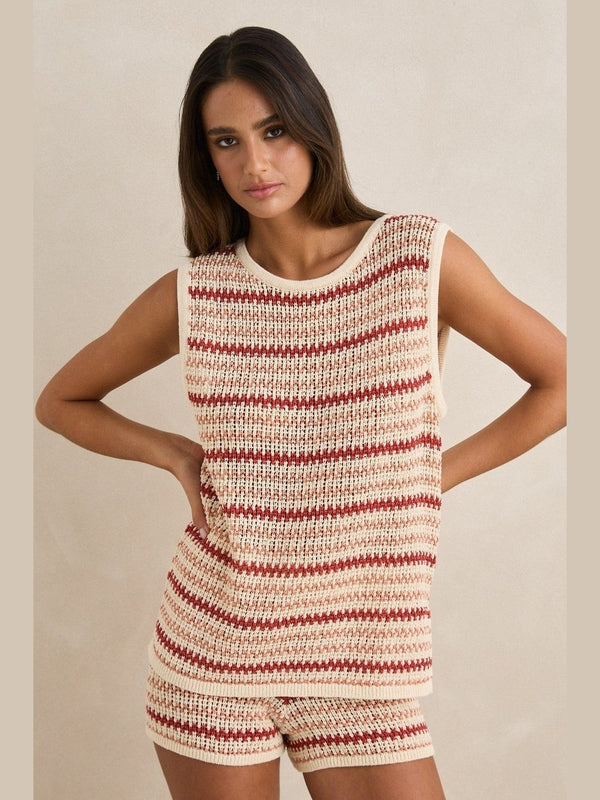 RHYTHM TAMI STRIPE KNIT LONGLINE TANK