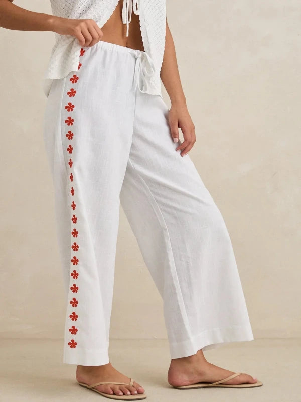 RHYTHM MELIA FLORAL EMBROIDERED BEACH PANT