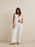 RHYTHM MELIA FLORAL EMBROIDERED BEACH PANT
