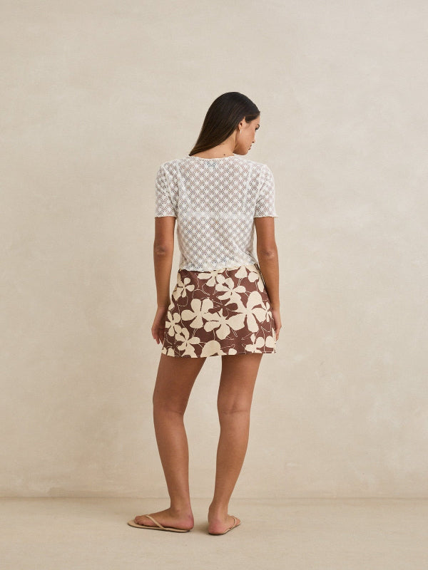 RHYTHM MELIA FLORAL BIAS CUT MINI SKIRT