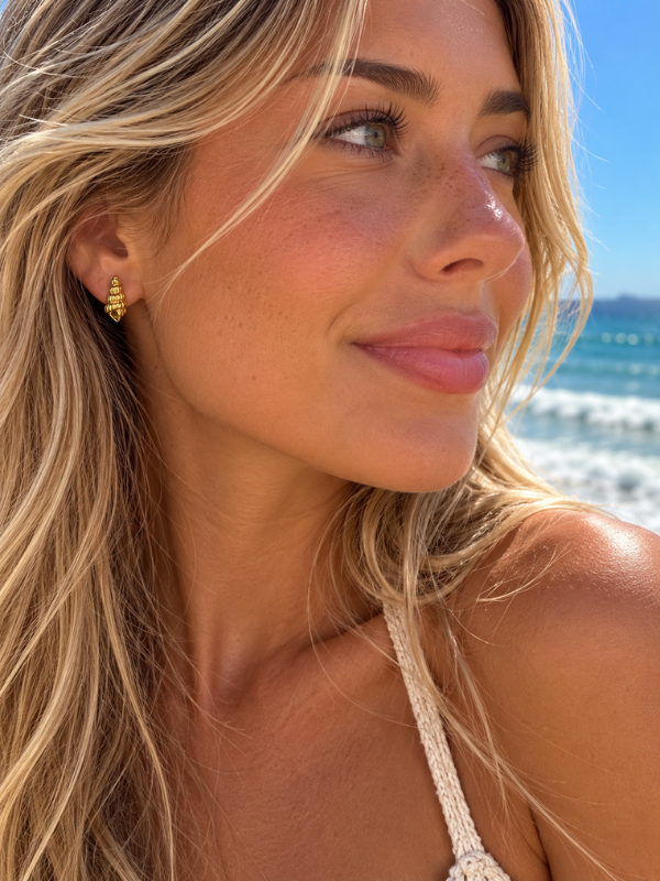 Golden Spiral Shell Stud Earrings