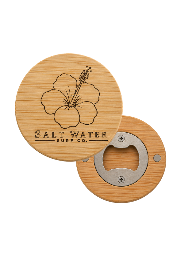 Hibiscus Flower Engraved Magnetic Wooden Bottle Opener