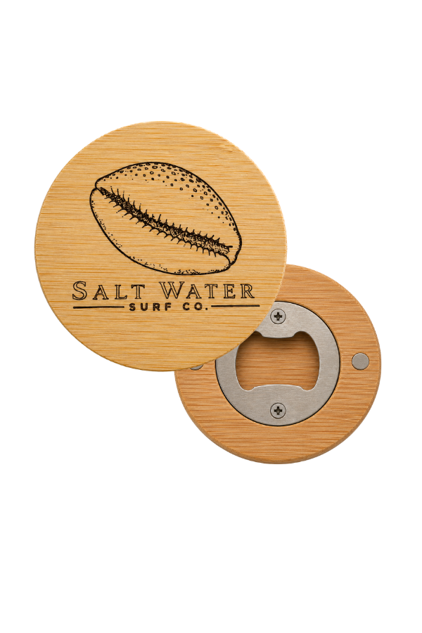 Cowrie Shell Engraved Magnetic Wooden Bottle Opener