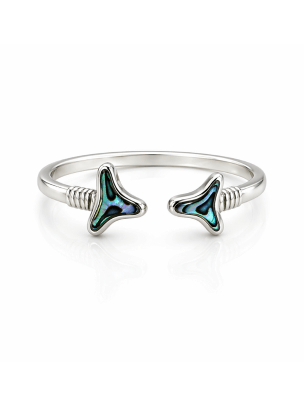 HANDMADE ABALONE SHARK TOOTH OPEN RING