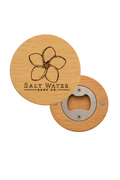 Frangipani Flower Engraved Magnetic Wooden Bottle Opener