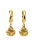 Golden Seashell Huggie Earrings