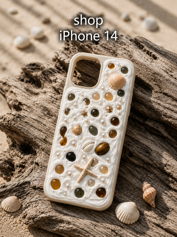 COASTAL HANDMADE SHELL IPHONE 14 PHONE CASE
