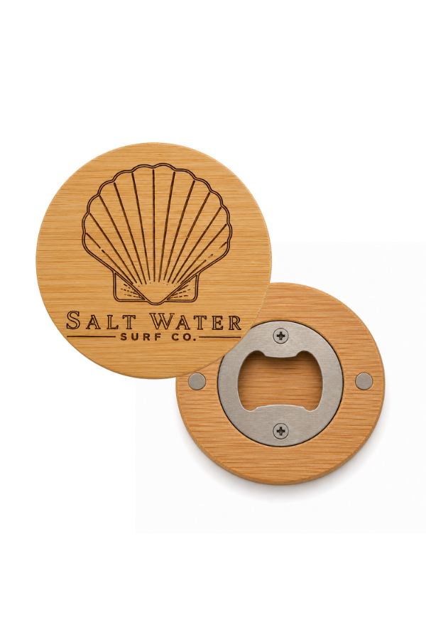 Shell Engraved Magnetic Wooden Bottle Opener