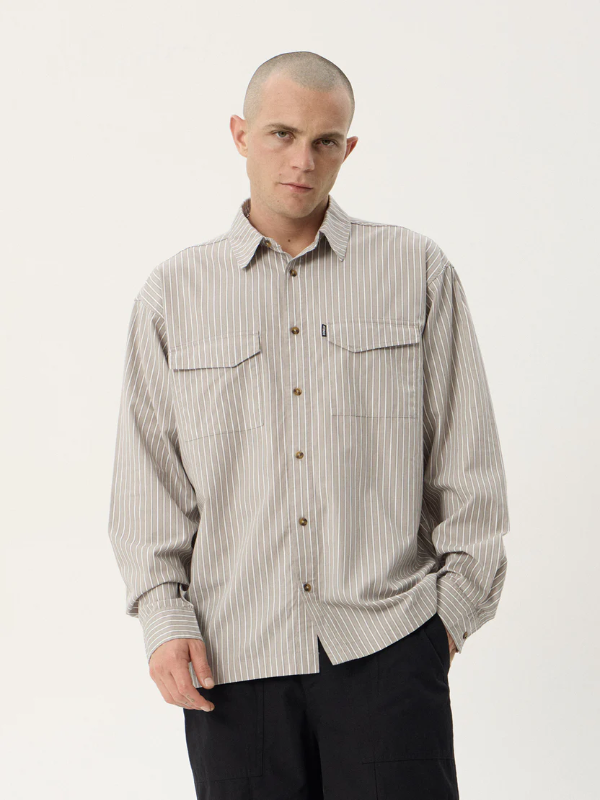 Afends Lennox oversized long sleeve shirt in a relaxed unisex fit for everyday casual wear.