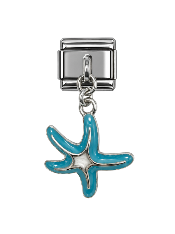 Aqua Starfish Italian Bracelet Charm