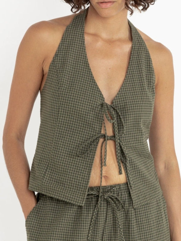RHYTHM LOUISE CHECK HALTER TOP