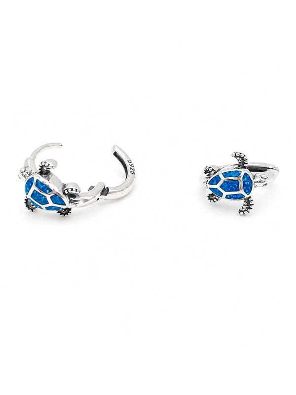 BLUE HAVEN TURTLE HOOP EARRINGS