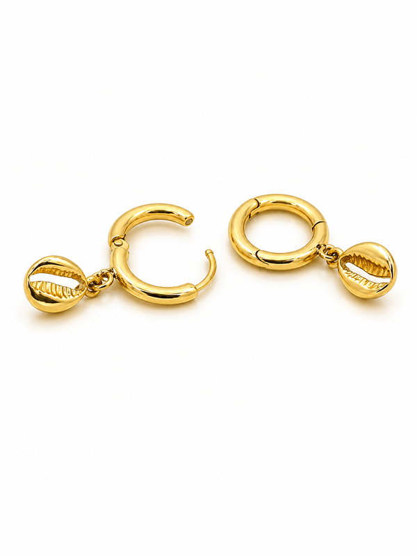 SEASHORE COWRIE HOOP EARRINGS