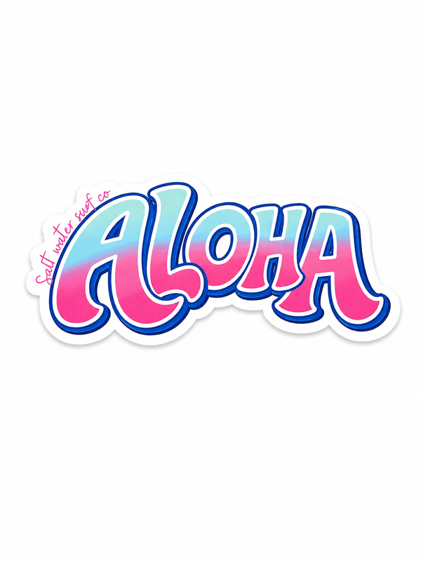 SALT WATER SURF CO – VINYL STICKERS ALOHA (PINK)