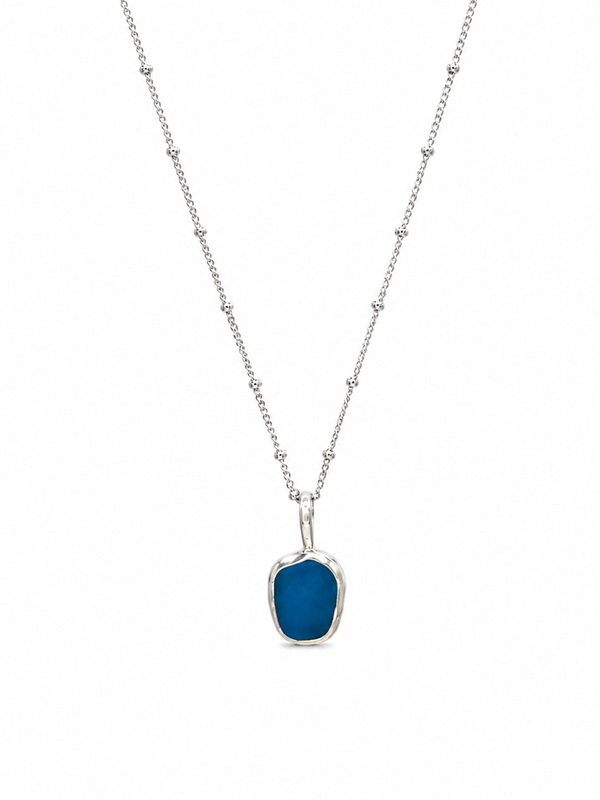 HANDMADE SEAGLASS BALL FINE CHAIN NECKLACE