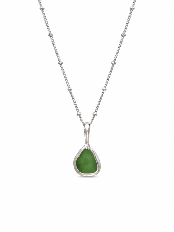 HANDMADE SEAGLASS BALL FINE CHAIN NECKLACE