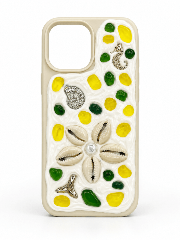 COASTAL HANDMADE SHELL IPHONE 15 PHONE CASE