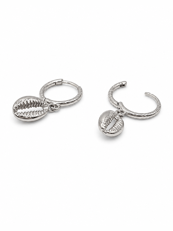 SEASHORE COWRIE HOOP EARRINGS