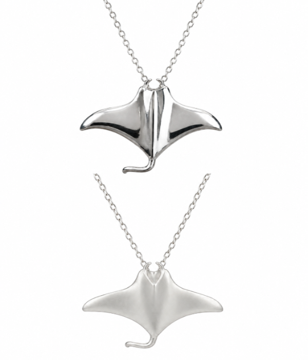 LARGE MANTA RAY NECKLACE SHINY / MATT