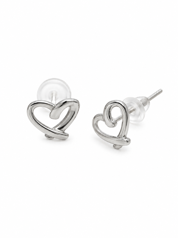 OPEN HEART STUD EARRINGS
