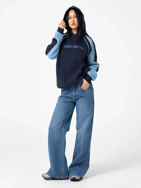 RUSTY BLACK SPLICE OVERSIZED FLEECE HOODIE