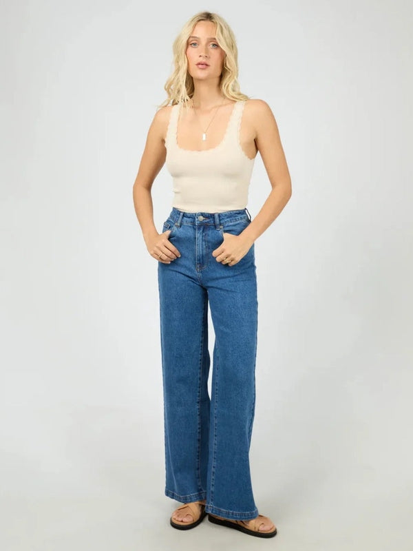 ALL ABOUT EVE WASHED RIB LACE TANK