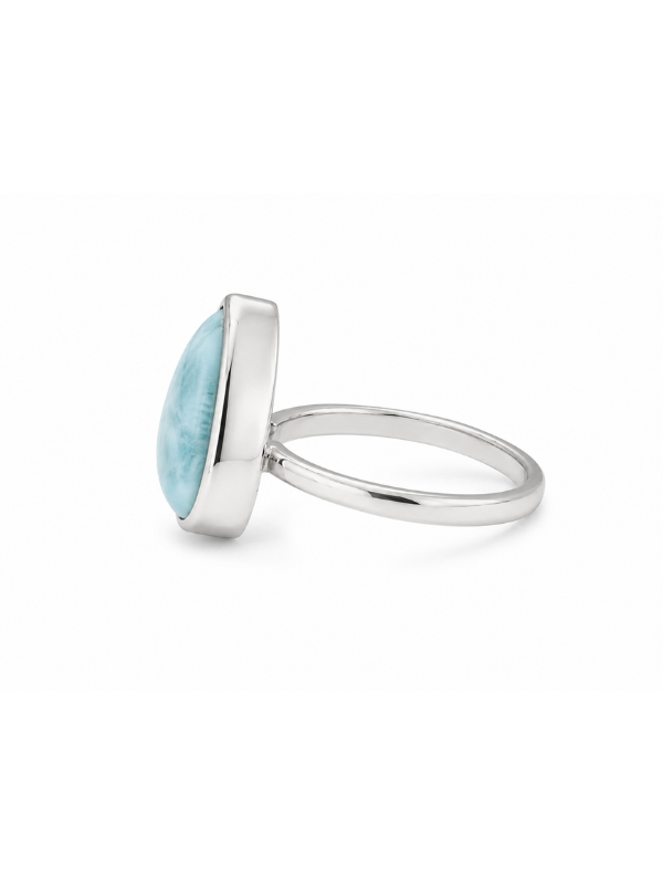 Large Larimar Teardrop Statement Ring