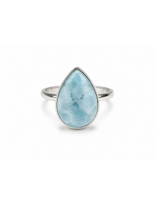 Large Larimar Teardrop Statement Ring