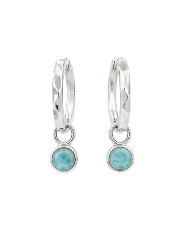 LARIMAR DROP HUGGIES EARRINGS