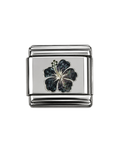 Midnight Hibiscus Italian Bracelet Charm
