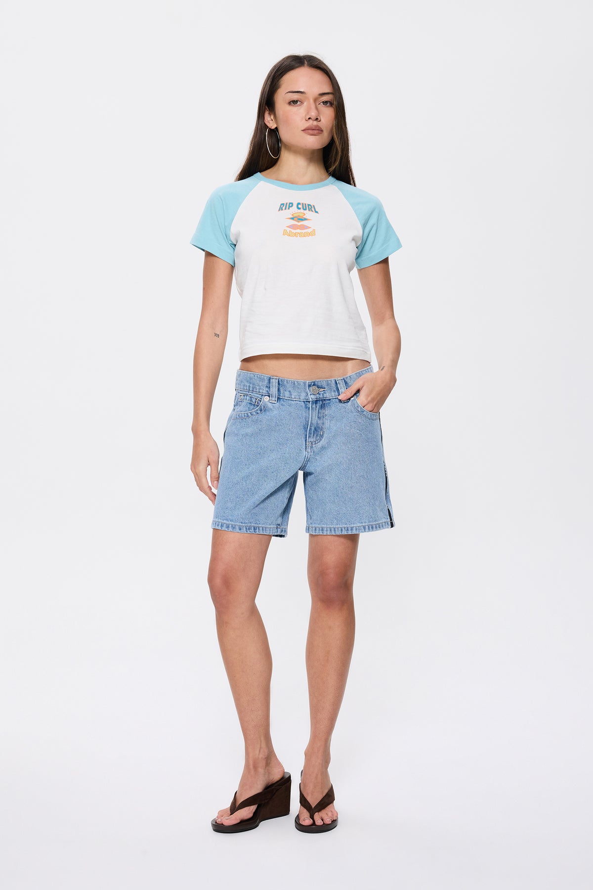 Rip Curl X Abrand RC Rash Vest Baby Tee whi/blu