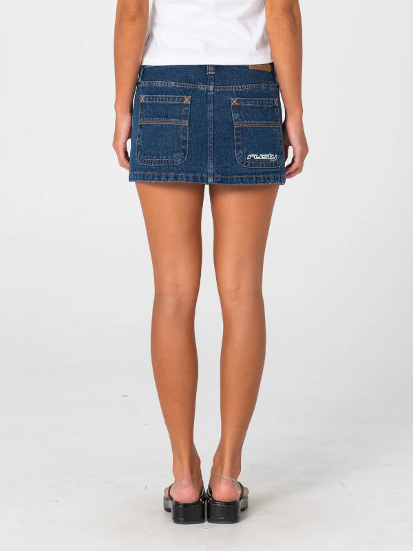 Rusty Flip Mommy Low Rise Mini Denim Skirt