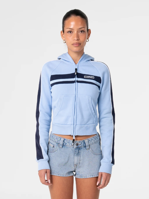 Rusty Retro Lines Zip Through Fleece Hoodie