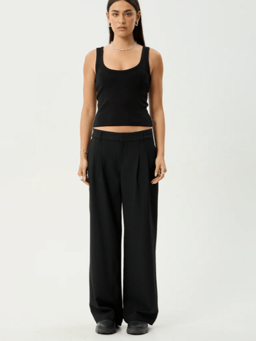 AFENDS BUSINESS PINSTRIPE LOW RISE TROUSER