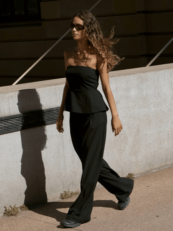 AFENDS BUSINESS PINSTRIPE LOW RISE TROUSER