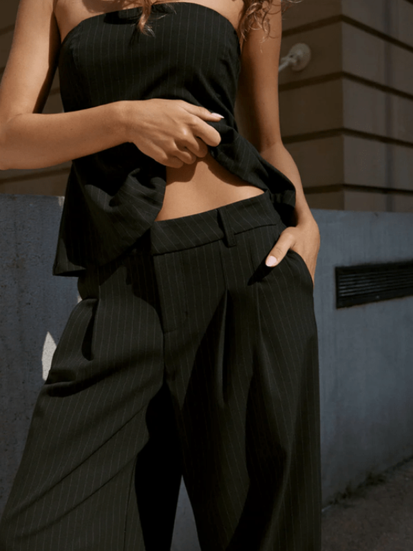 AFENDS BUSINESS PINSTRIPE LOW RISE TROUSER