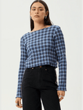 AFENDS MOUNTAINS SEERSUCKER LONG SLEEVE TOP