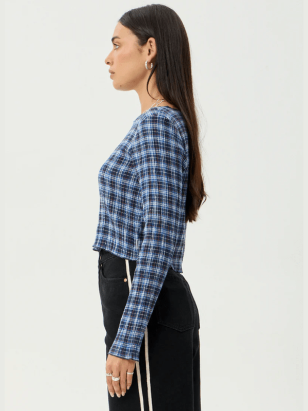 AFENDS MOUNTAINS SEERSUCKER LONG SLEEVE TOP