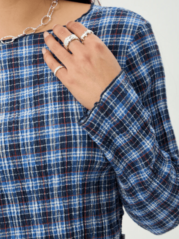 AFENDS MOUNTAINS SEERSUCKER LONG SLEEVE TOP