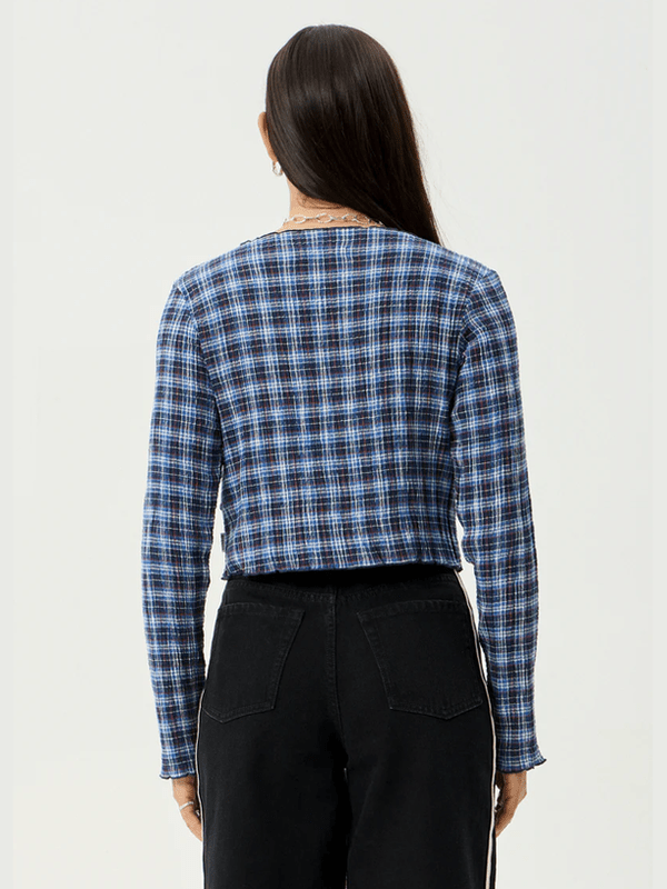 AFENDS MOUNTAINS SEERSUCKER LONG SLEEVE TOP