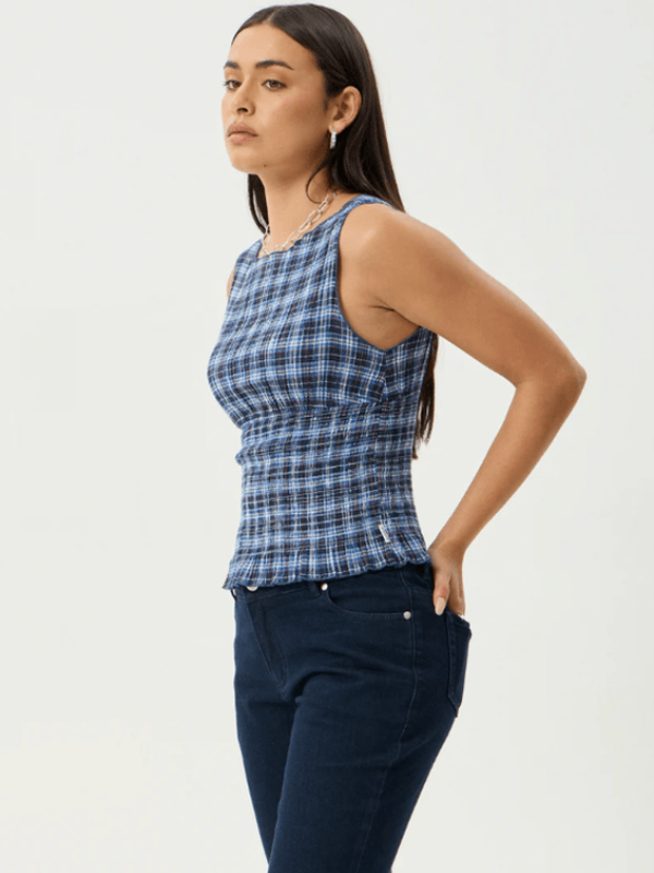 AFENDS MOUNTAINS SEERSUCKER SLEEVELESS TOP