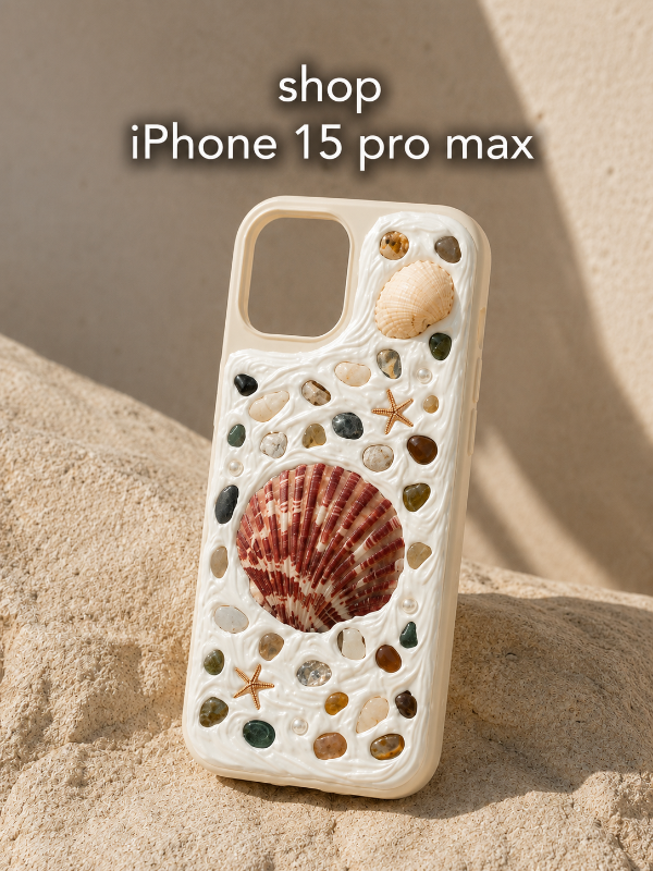 COASTAL HANDMADE SHELL IPHONE 15 PRO MAX PHONE CASE