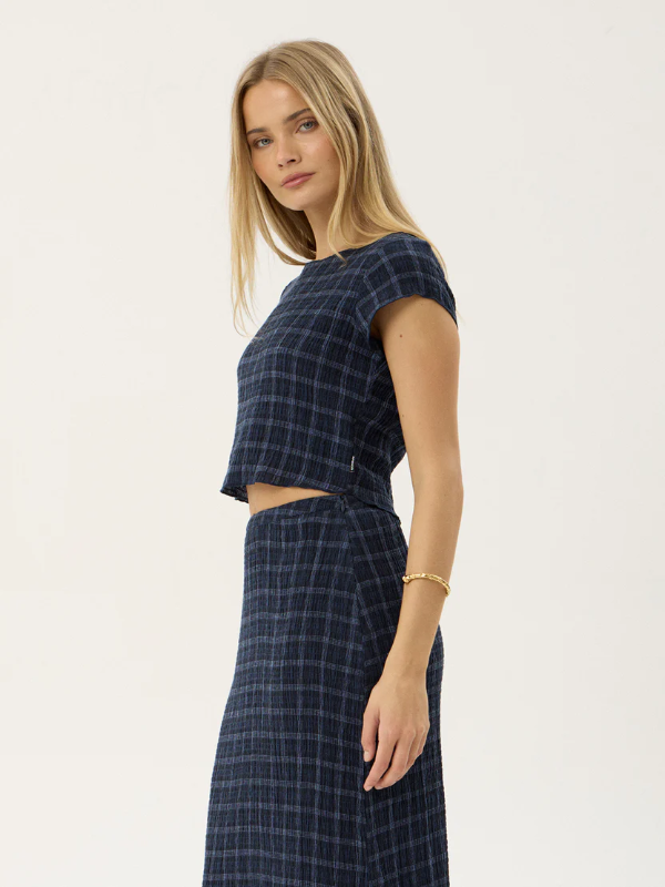 Afends Darcy women's seersucker top with a lightweight textured fabric and relaxed fit.