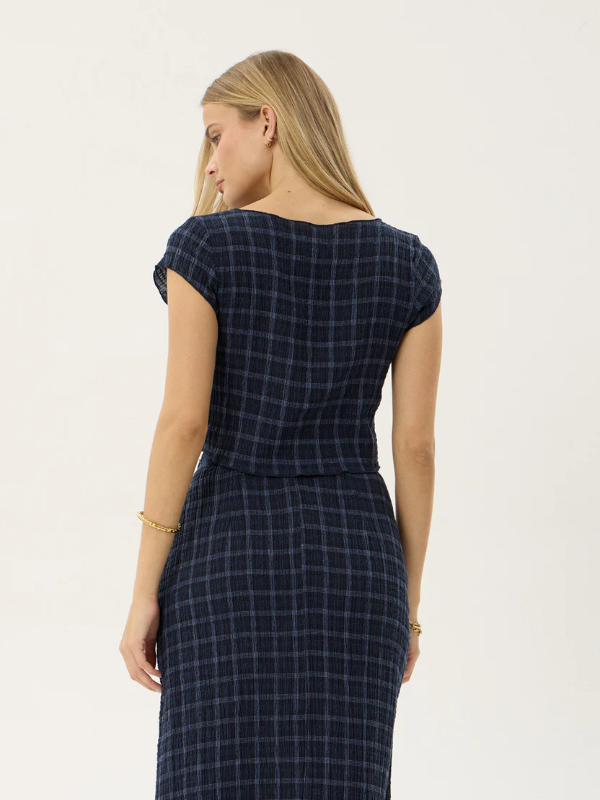Afends Darcy women's seersucker top with a lightweight textured fabric and relaxed fit.