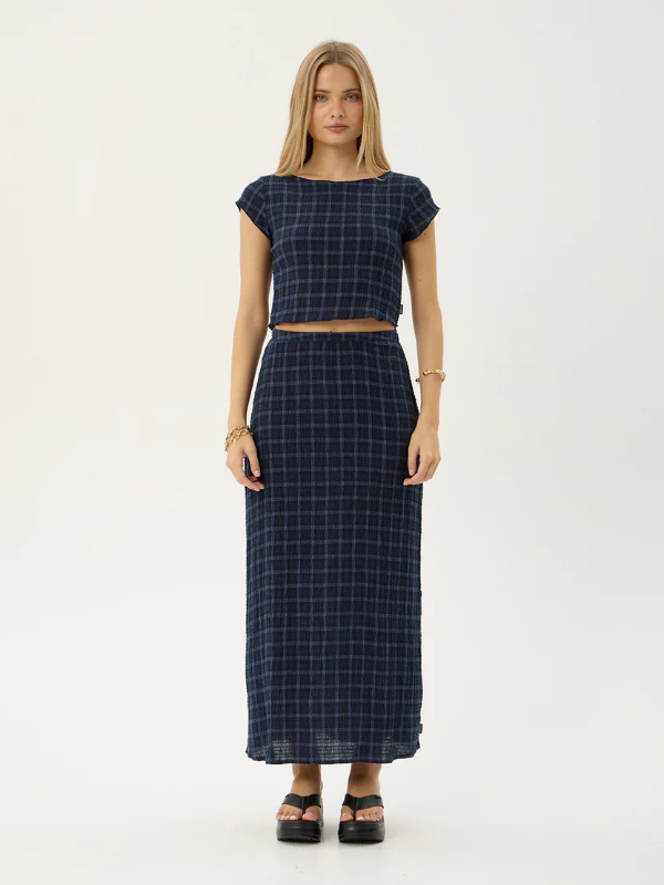Afends Darcy women's seersucker top with a lightweight textured fabric and relaxed fit.