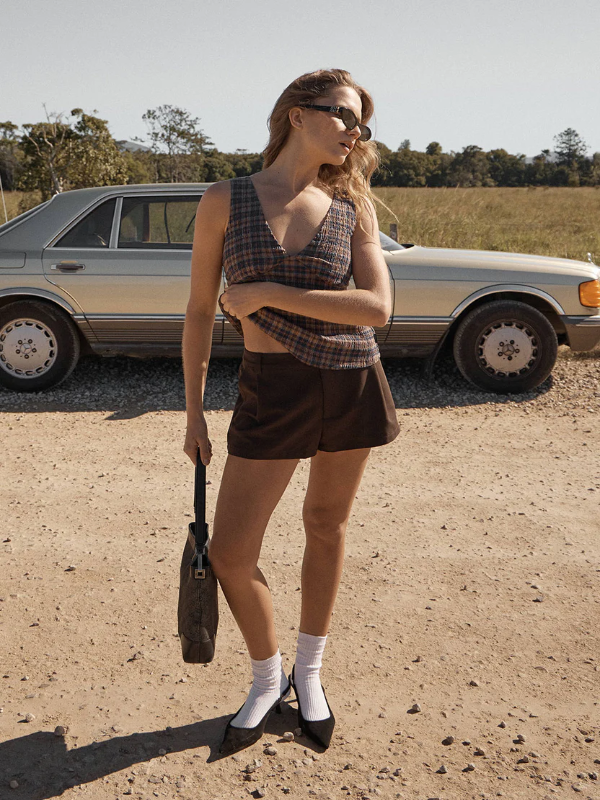 Afends Demi women's low rise casual shorts with a relaxed fit for everyday wear.