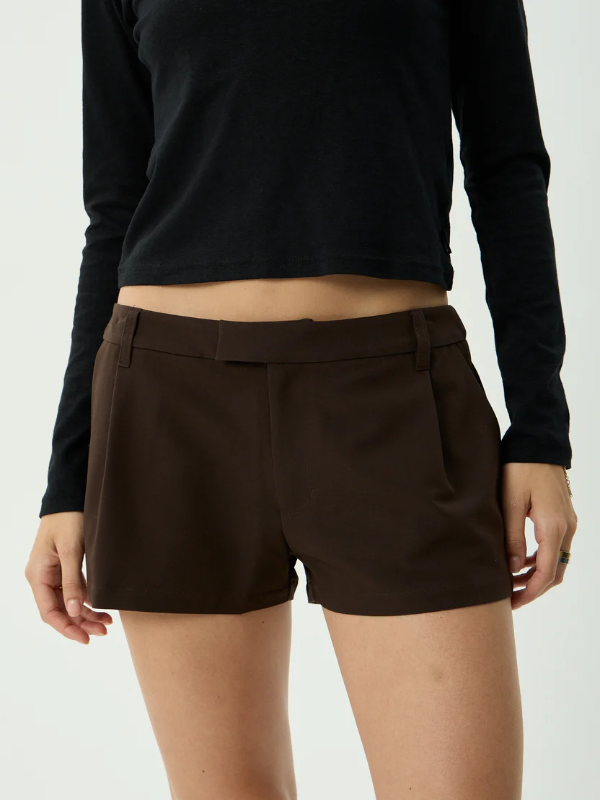 Afends Demi women's low rise casual shorts with a relaxed fit for everyday wear.